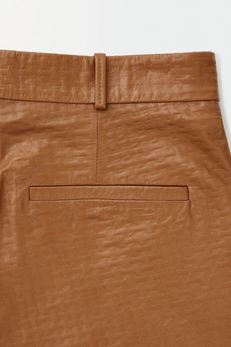 Dámské Kraťasy COS The Embossed-Læder Bermuda Hnědé | JUVO-12780