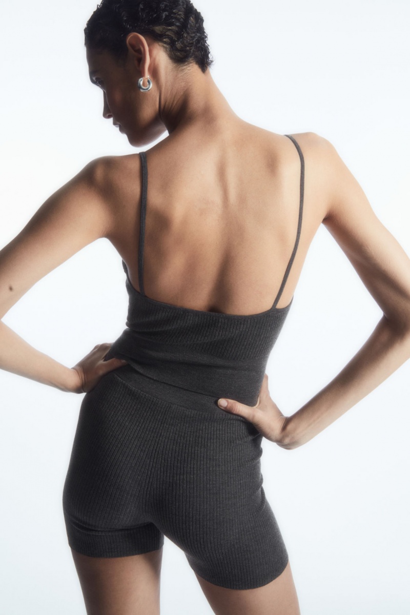Dámské Kraťasy COS Žebrovaný-Knit Merino Vlna Tmavě Šedé | JCEU-69582