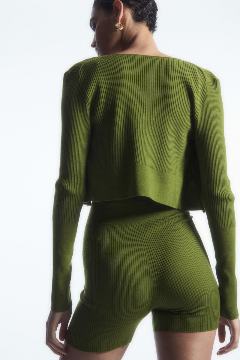 Dámské Kraťasy COS Žebrovaný-Knit Merino Vlna Zelene | RAPZ-67984