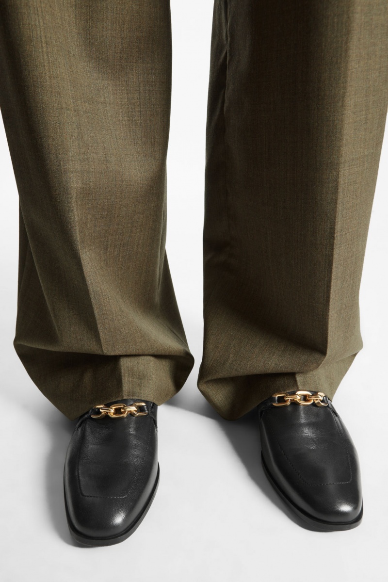 Dámské Loafers COS Læder Chain Černé | RYJC-98732