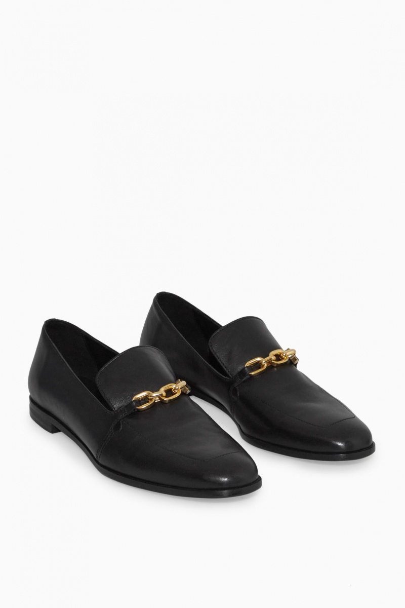 Dámské Loafers COS Læder Chain Černé | RYJC-98732