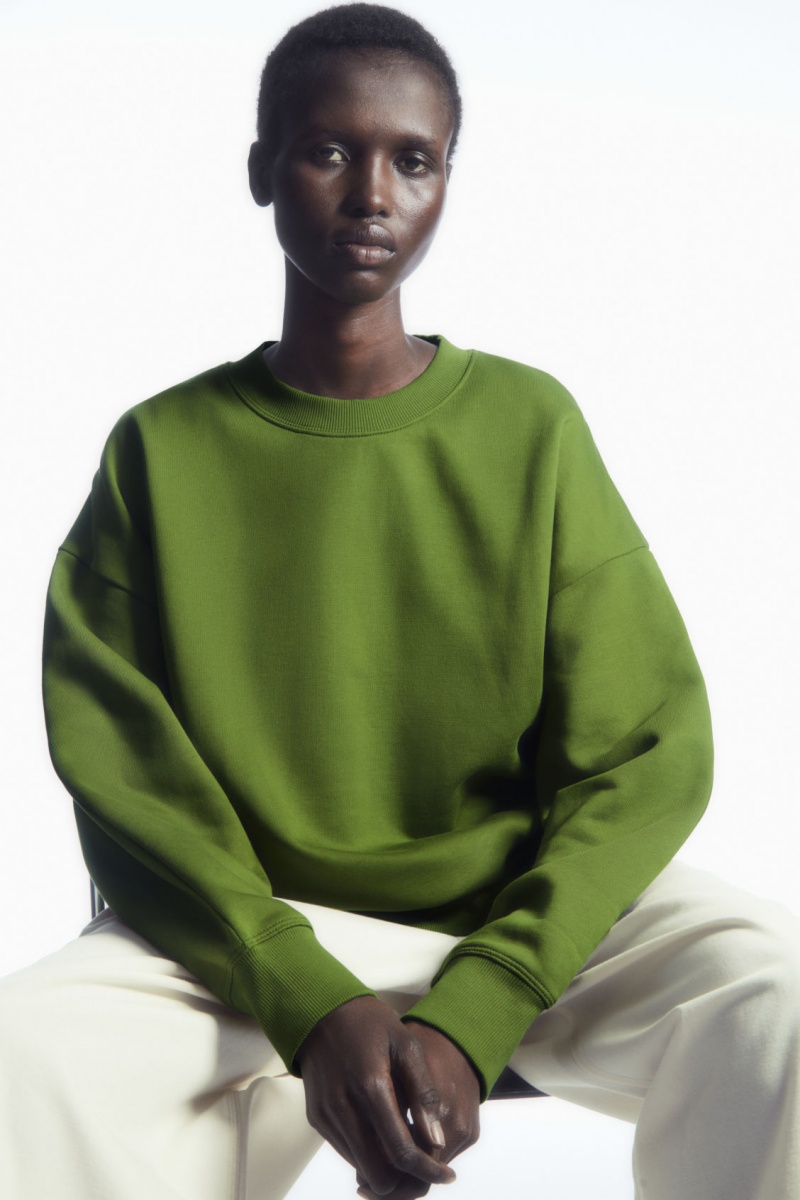 Dámské Mikina COS Oversized Fleece-Back Zelene | WSDL-59362