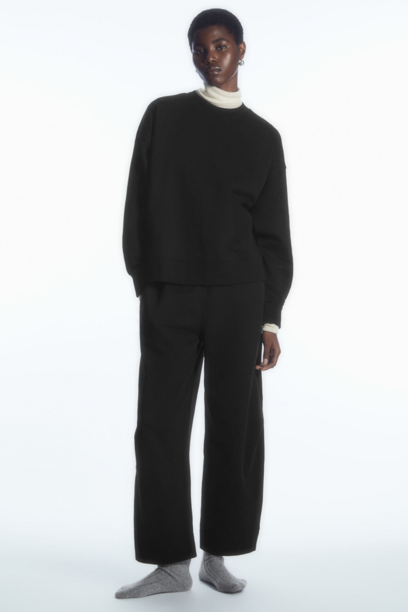 Dámské Mikina COS Oversized Fleece-Back Černé | NMWP-61740