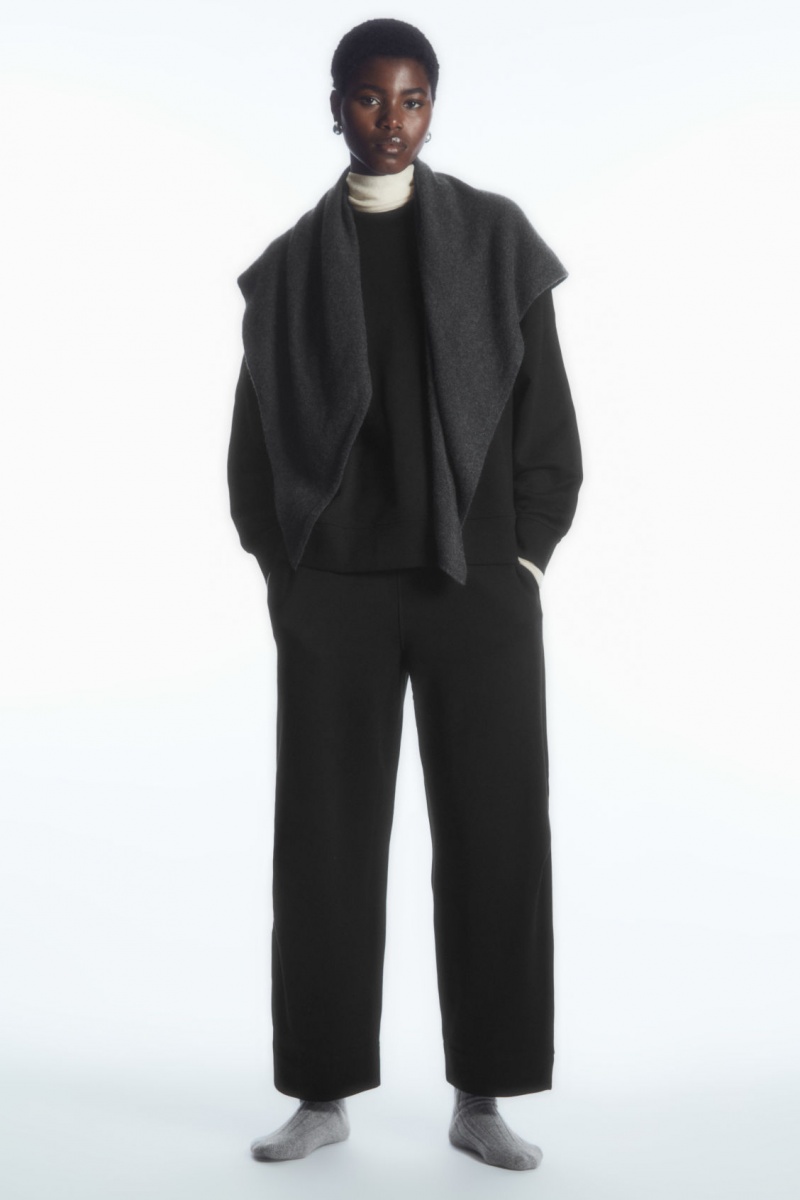 Dámské Mikina COS Oversized Fleece-Back Černé | NMWP-61740