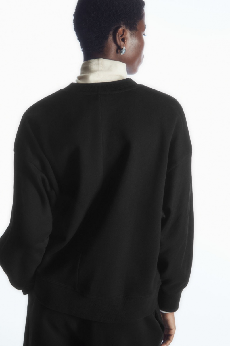 Dámské Mikina COS Oversized Fleece-Back Černé | NMWP-61740