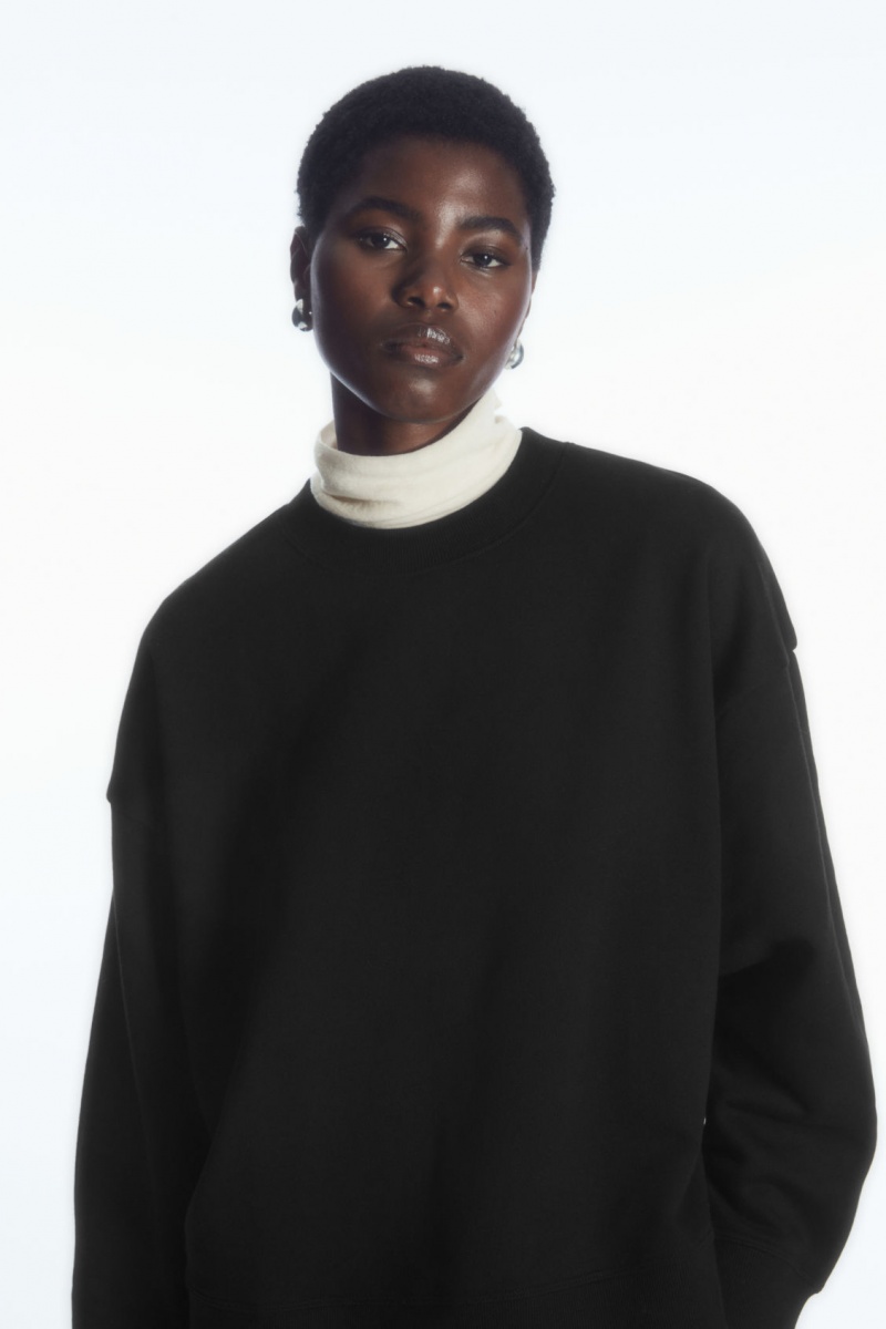 Dámské Mikina COS Oversized Fleece-Back Černé | NMWP-61740