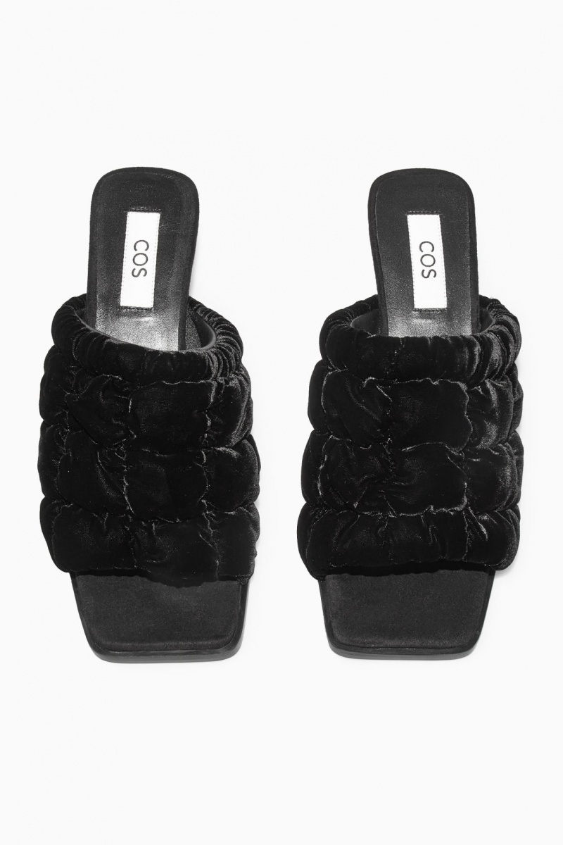 Dámské Mule COS Prošívaný Velvet Černé | JBRG-70492