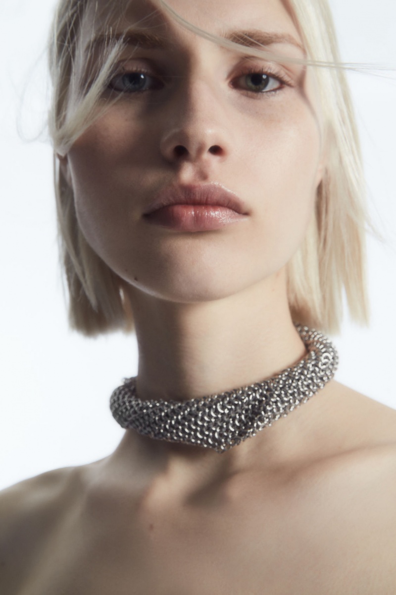 Dámské Náhrdelník COS Chainmail Choker Stříbrné | OBVT-01539