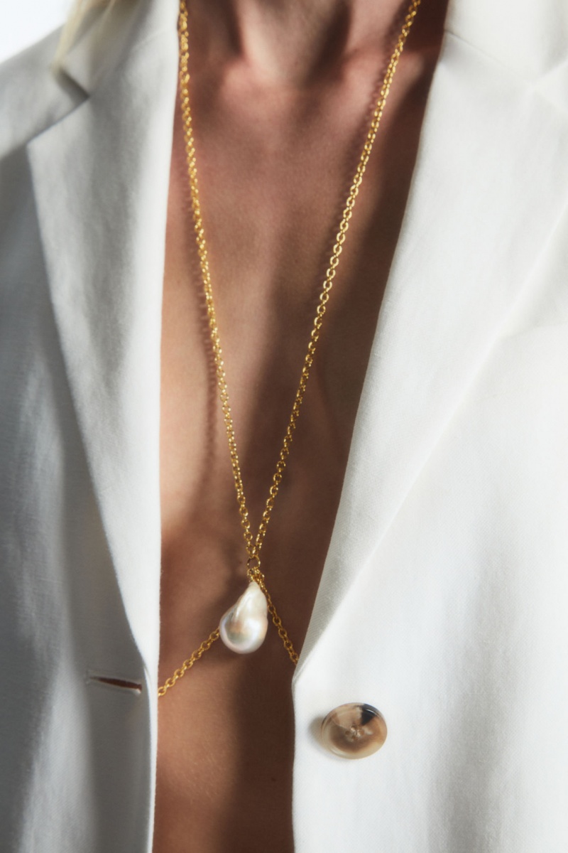 Dámské Náhrdelník COS Freshwater Pearl Body Chain Zlaté | MCXN-37621
