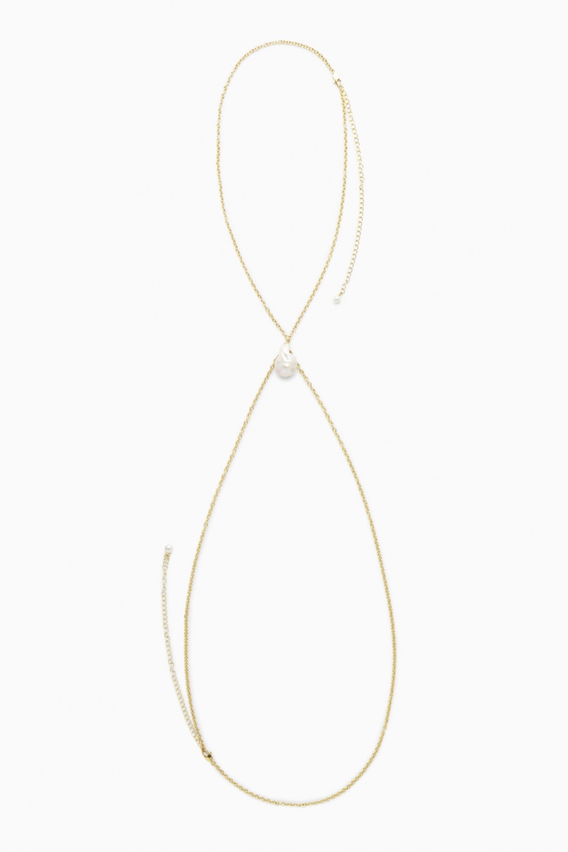 Dámské Náhrdelník COS Freshwater Pearl Body Chain Zlaté | MCXN-37621