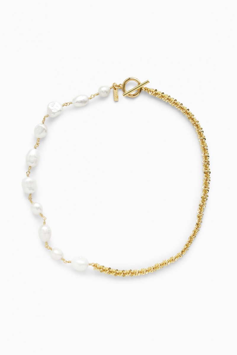 Dámské Náhrdelník COS Freshwater Pearl Zlaté | FHCL-28714