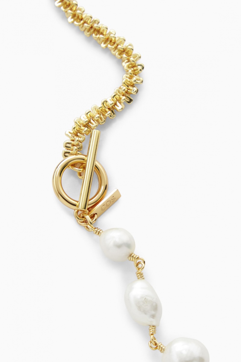 Dámské Náhrdelník COS Freshwater Pearl Zlaté | FHCL-28714
