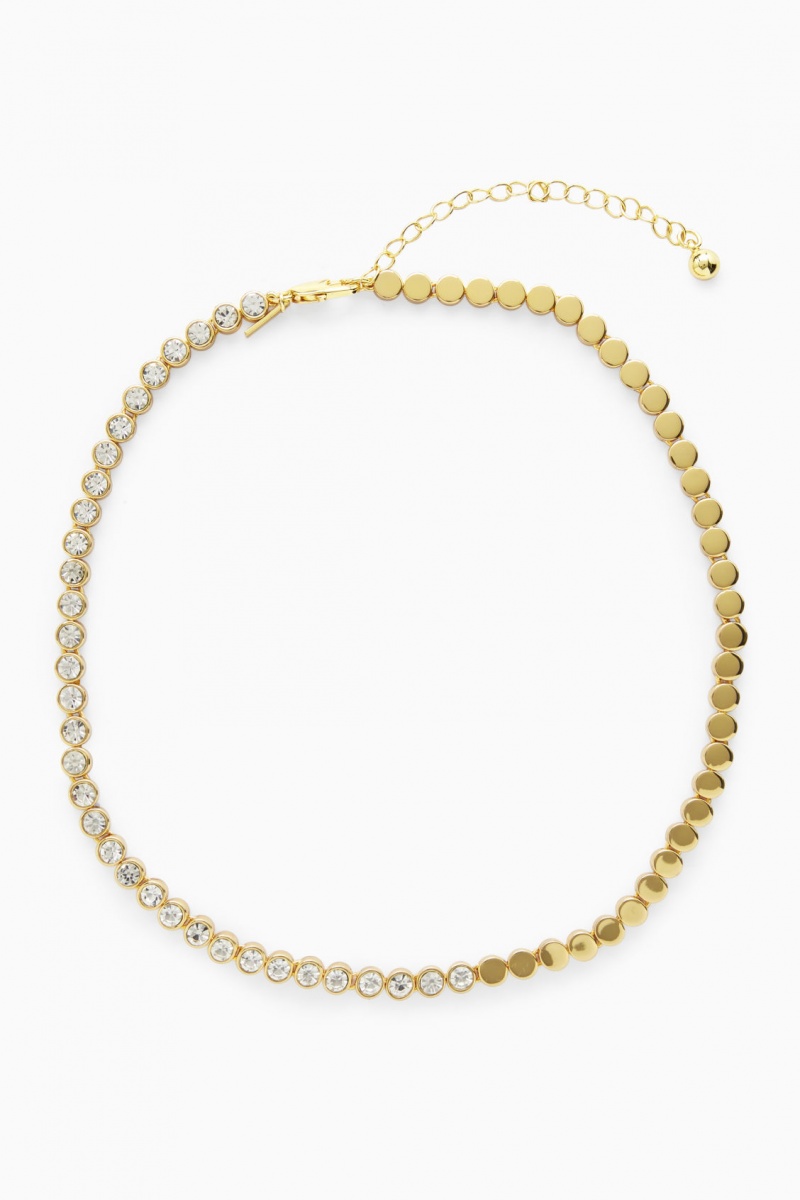 Dámské Náhrdelník COS Krátké Crystal Zlaté | XNHP-81359
