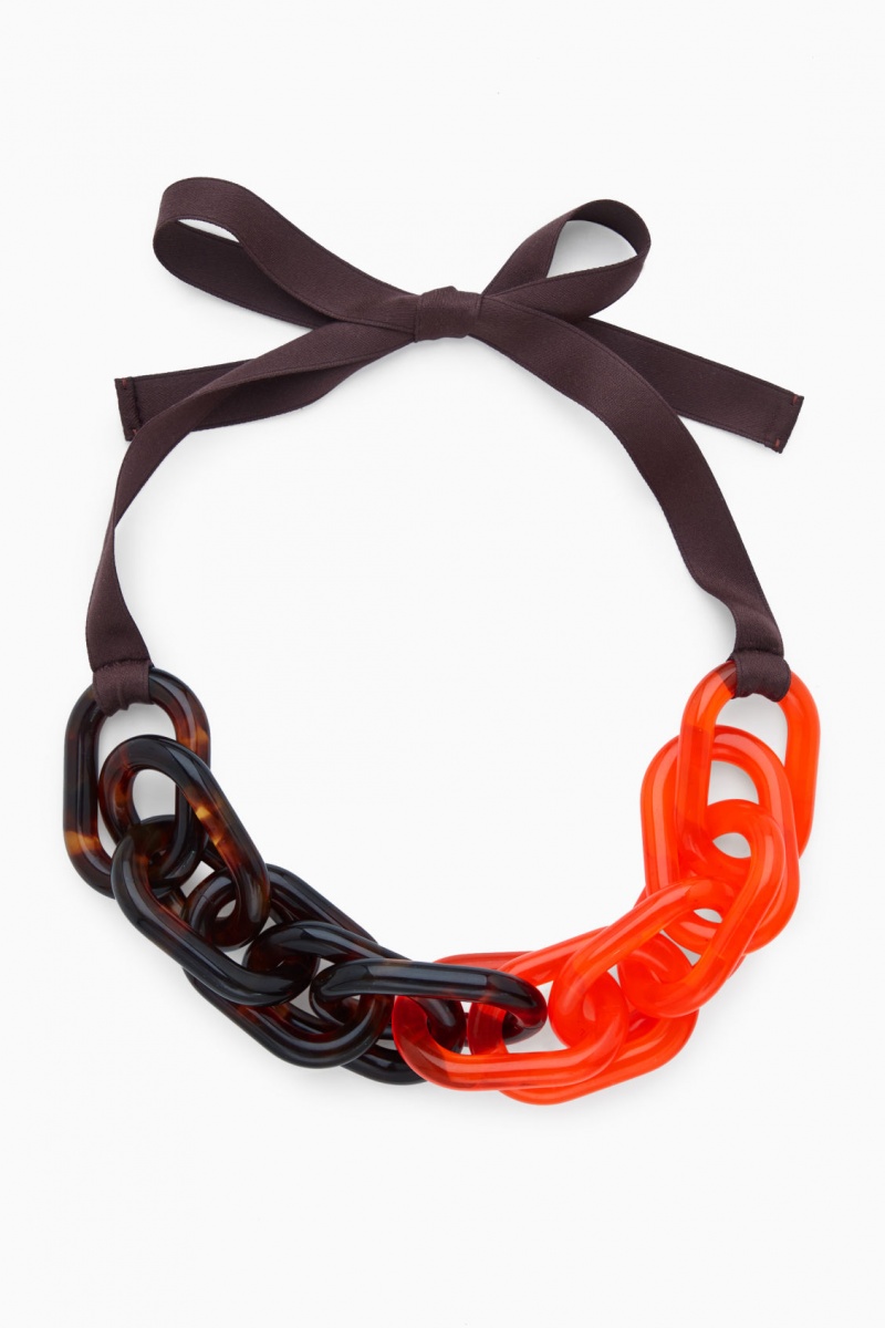 Dámské Náhrdelník COS Oversized-Link Grosgrain Ribbon Oranžové | OKAW-39768