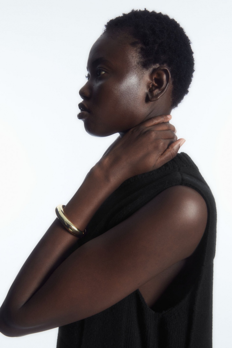 Dámské Náramek COS Domed Curved Bangle Zlaté | WVXE-09135