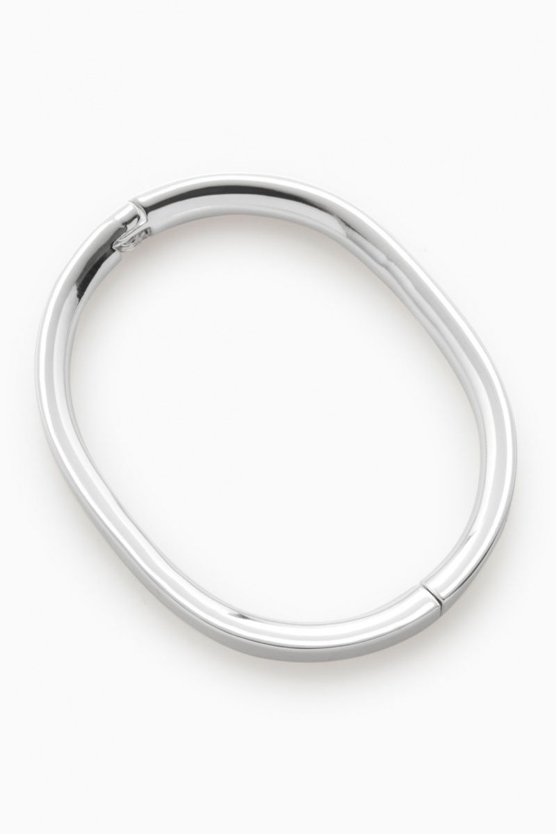 Dámské Náramek COS Recycled Brass Hinged Bangle Stříbrné | PYMT-56093