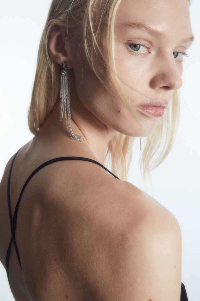 Dámské Náušnice COS Crystal-Embellished Chainmail Zlaté | ZCNJ-86354
