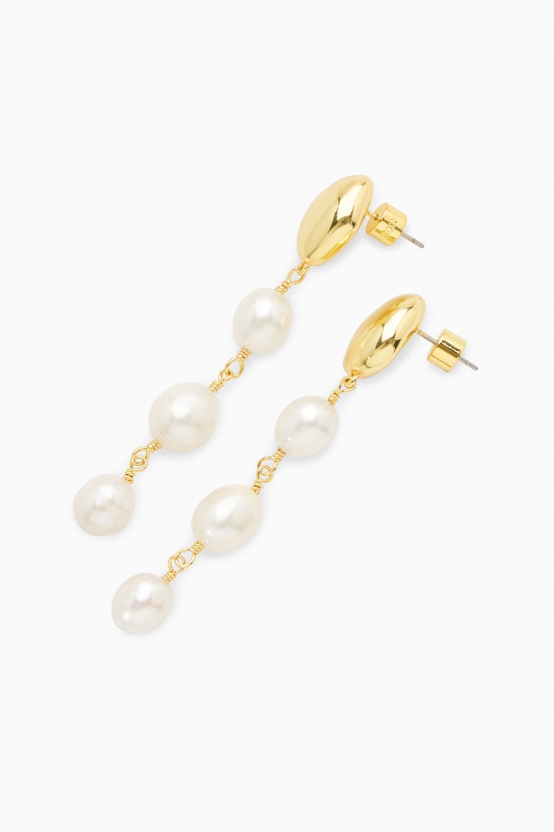 Dámské Náušnice COS Freshwater Pearl Dangly Zlaté | OZAW-97415