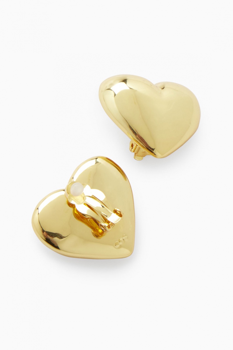 Dámské Náušnice COS Heart Clip-On Zlaté | HYGM-35724