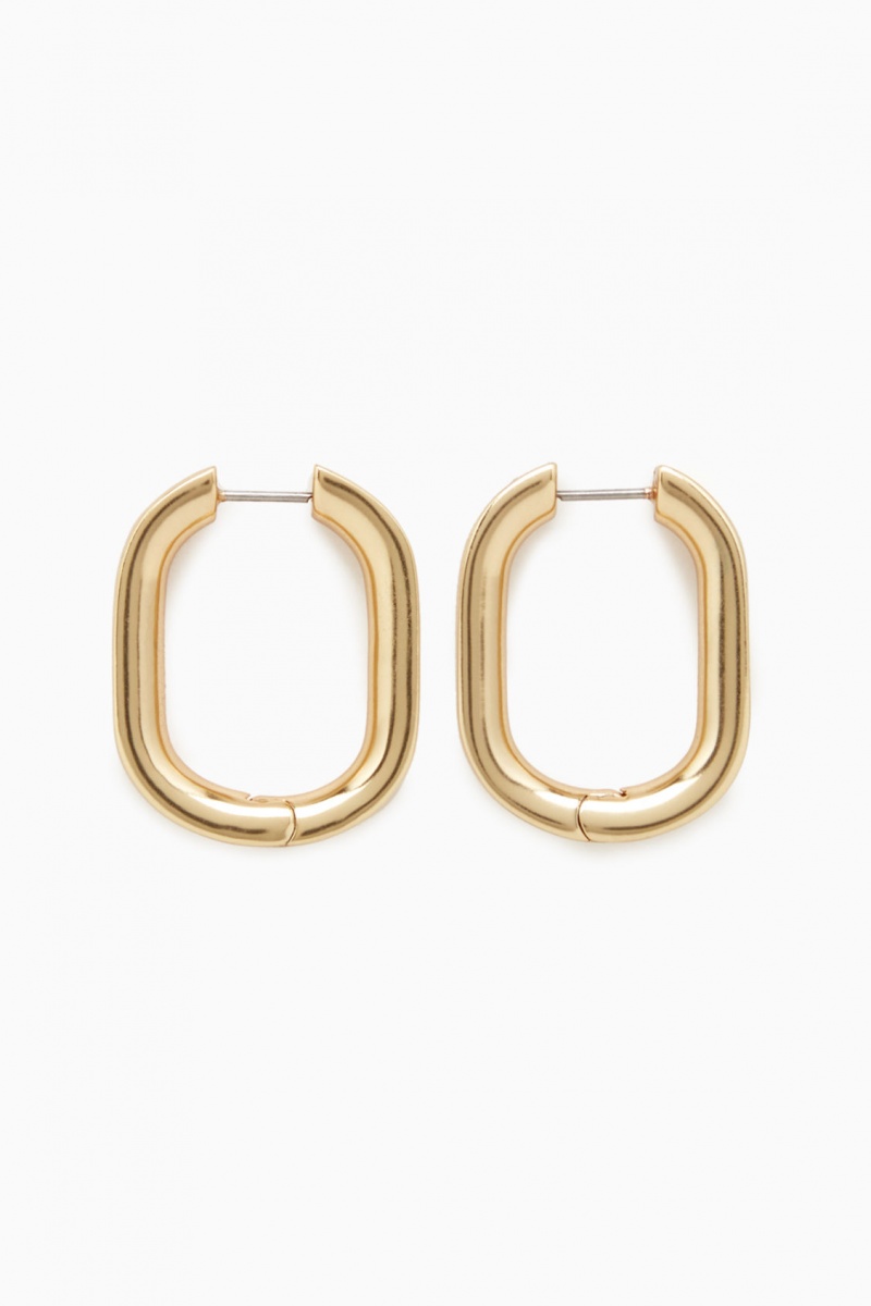 Dámské Náušnice COS Oval Hoop Zlaté | CXRS-59784