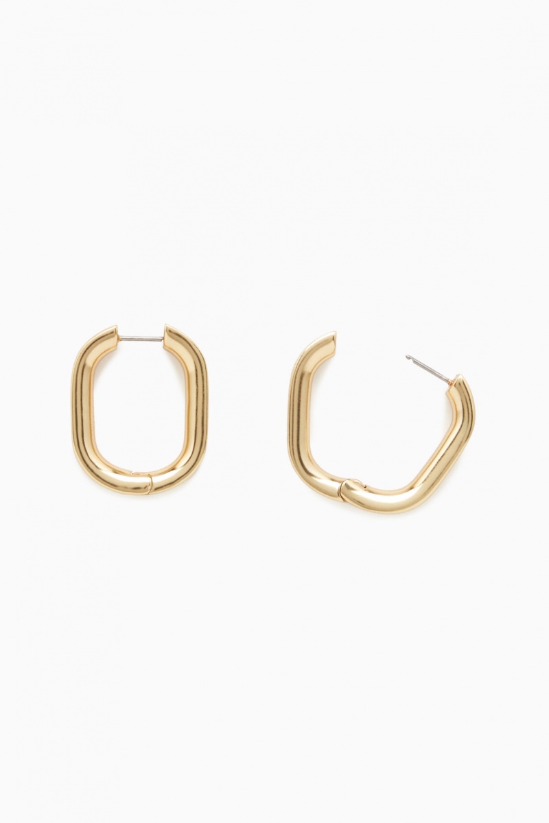 Dámské Náušnice COS Oval Hoop Zlaté | CXRS-59784