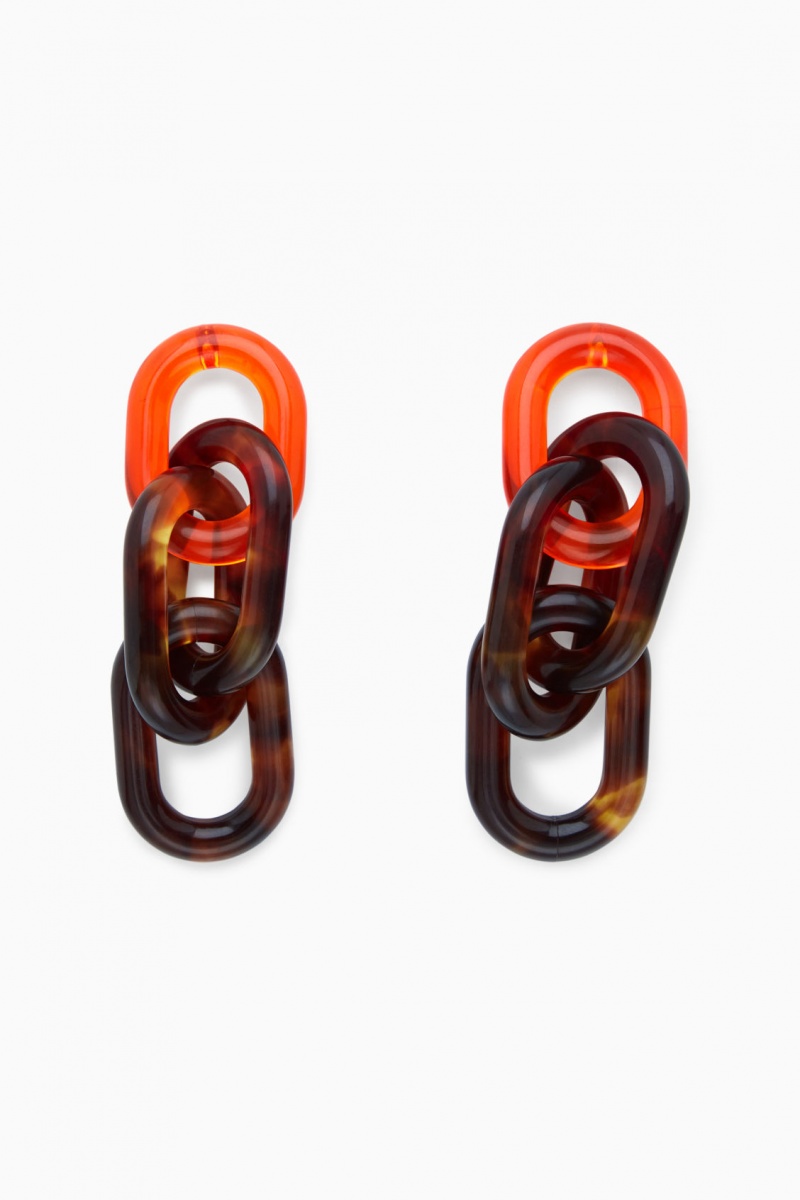 Dámské Náušnice COS Oversized Link Drop Oranžové | RKBZ-73284
