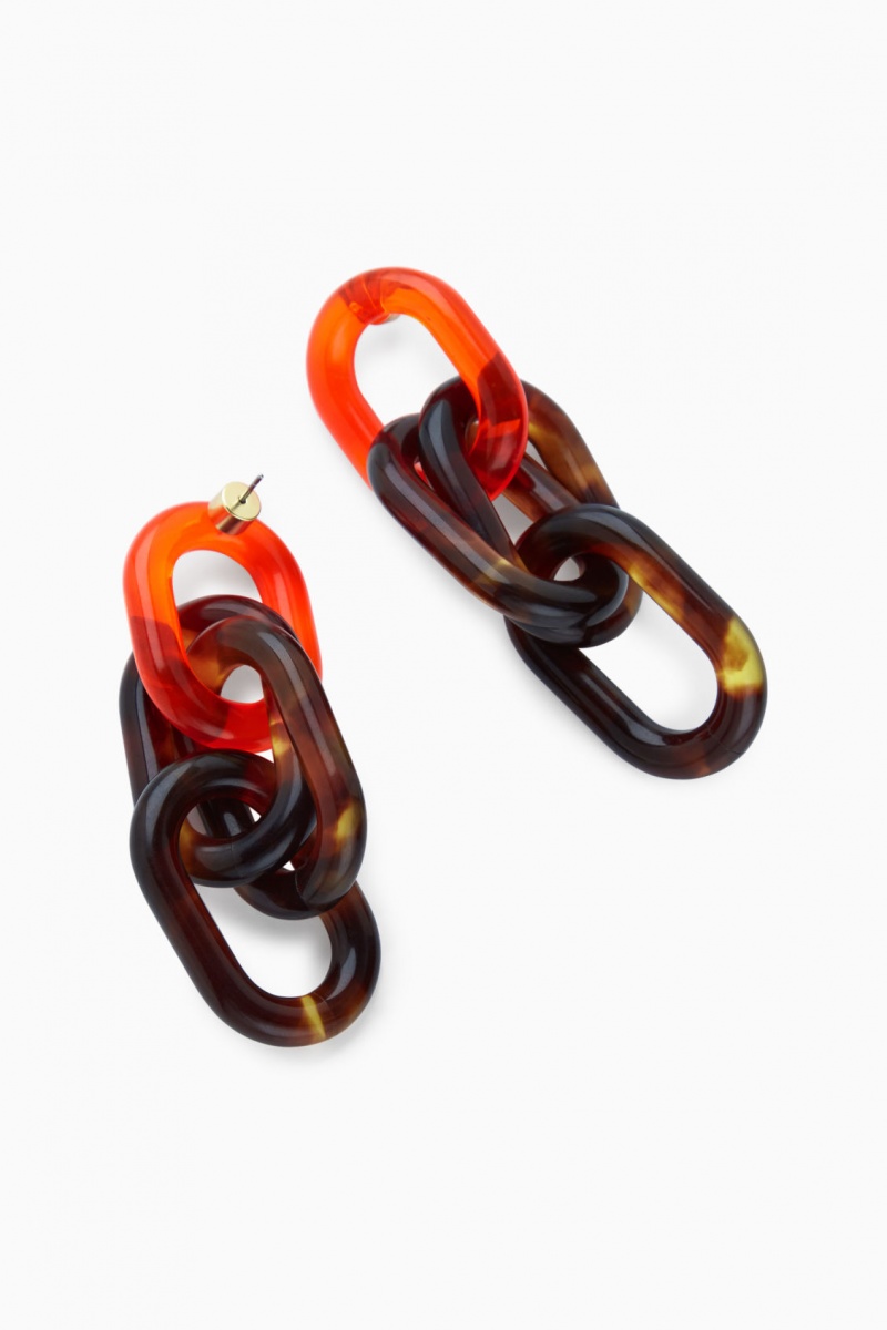 Dámské Náušnice COS Oversized Link Drop Oranžové | RKBZ-73284