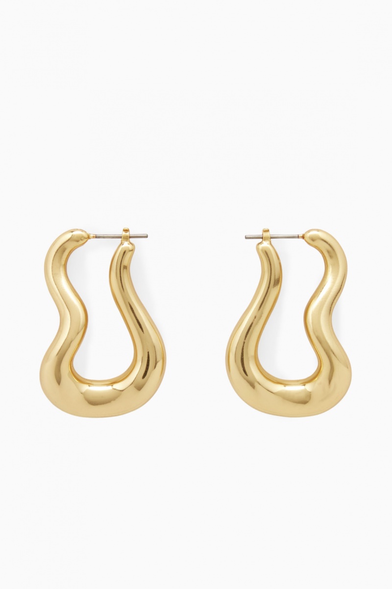 Dámské Náušnice COS Wavy Hoop Zlaté | LRHY-70561