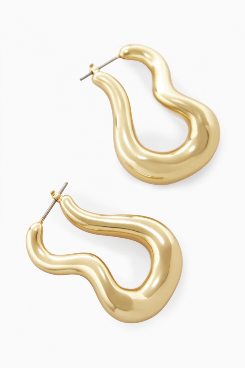 Dámské Náušnice COS Wavy Hoop Zlaté | WONB-09276