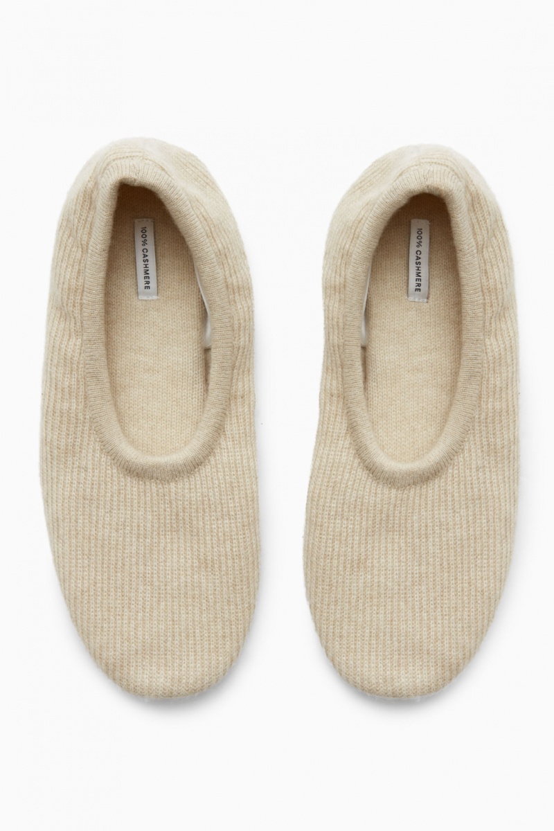 Dámské Pantofle COS Žebrovaný Cashmere Bílé | PMBJ-69237