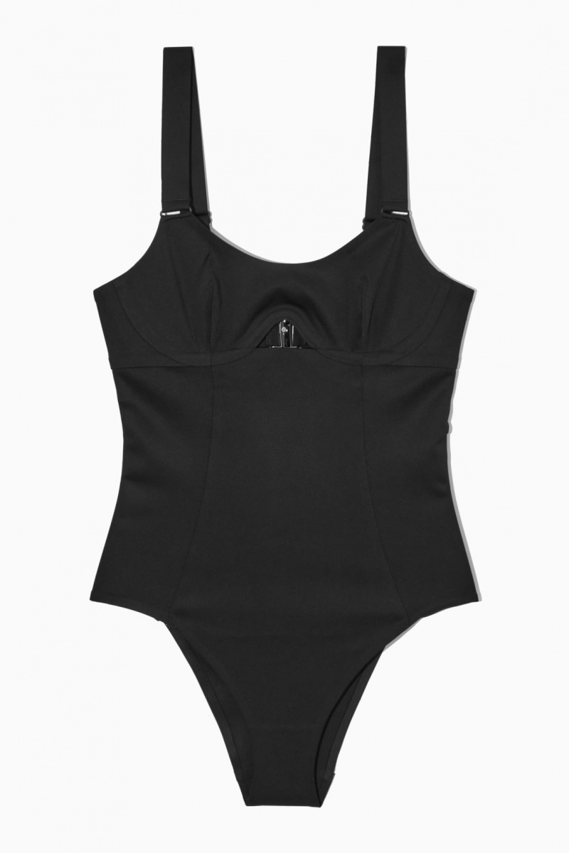 Dámské Plavky COS Cut-Out Scoop-Neck Černé | RVWB-24917