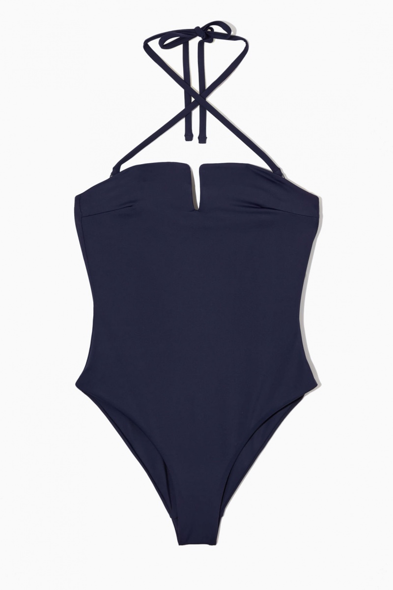 Dámské Plavky COS Halterneck Bandeau Tmavě Blankyt | ZOFC-59613