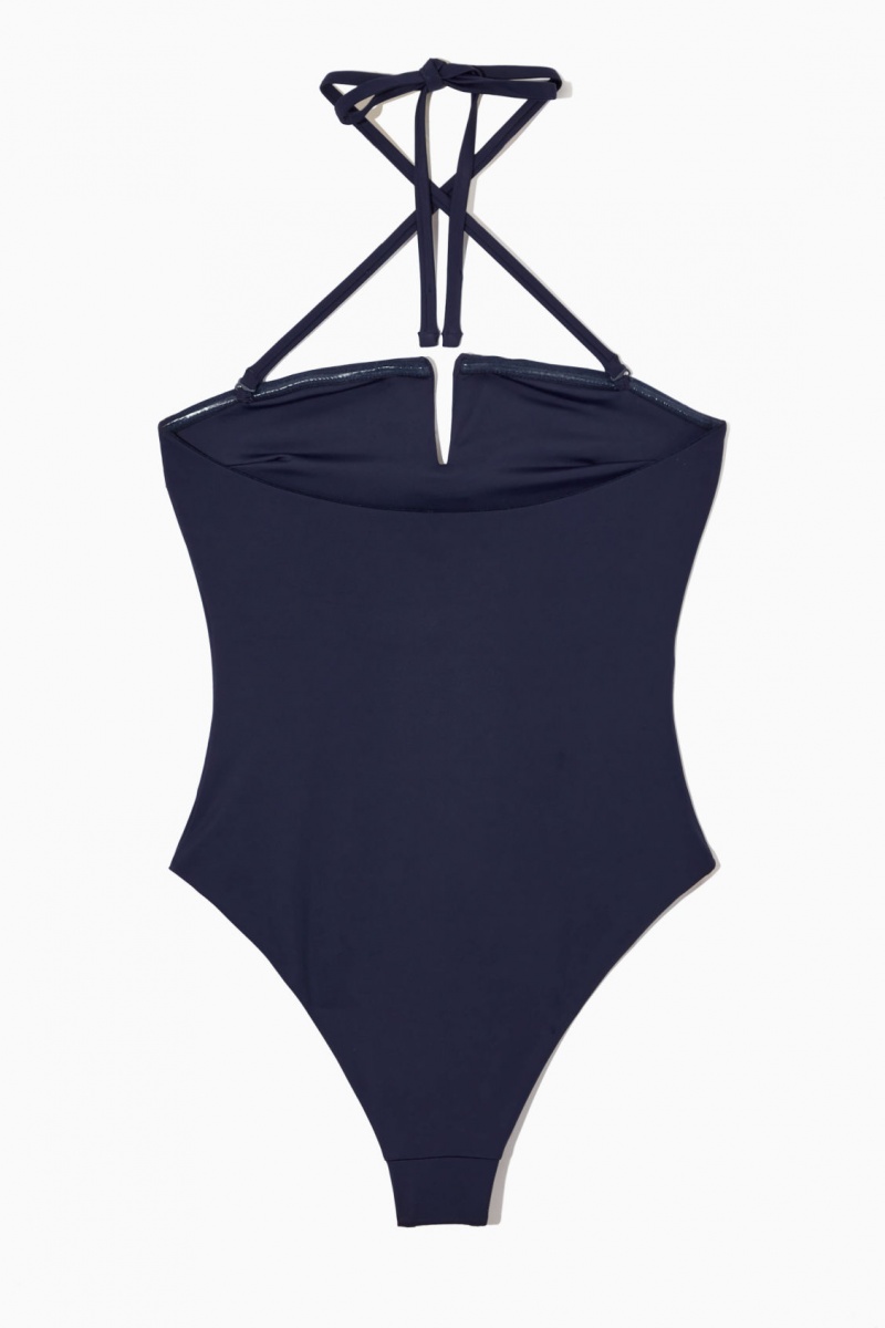 Dámské Plavky COS Halterneck Bandeau Tmavě Blankyt | ZOFC-59613