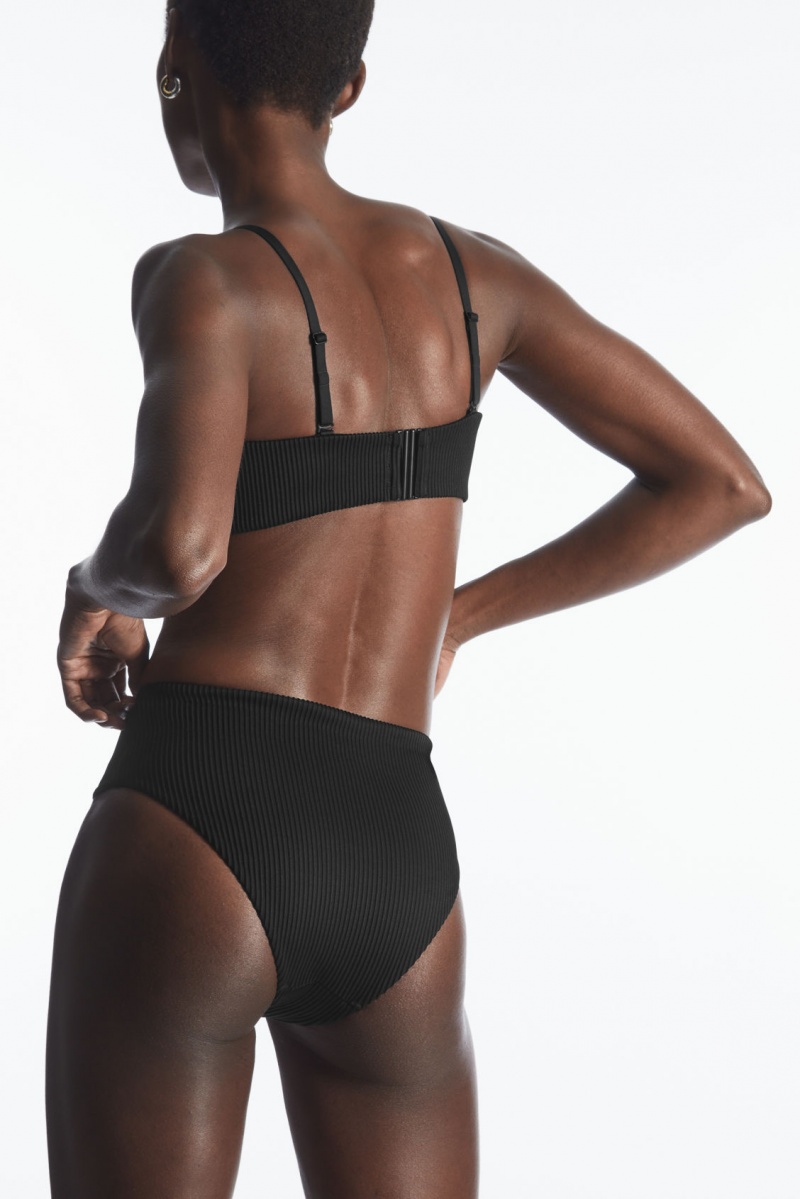 Dámské Plavky COS High-Waisted Žebrovaný Bikiny Briefs Černé | XPHI-50421