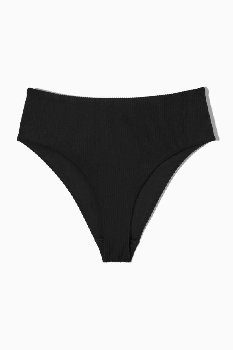 Dámské Plavky COS High-Waisted Žebrovaný Bikiny Briefs Černé | XPHI-50421