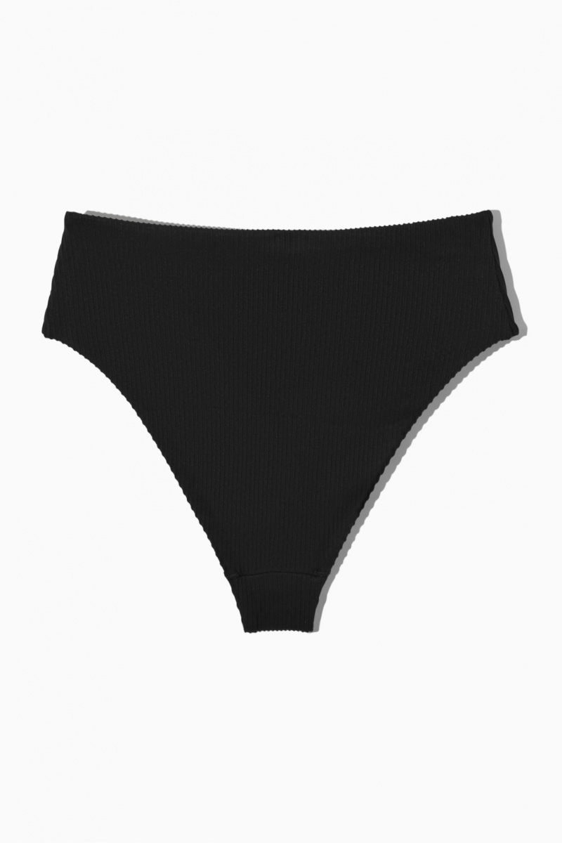 Dámské Plavky COS High-Waisted Žebrovaný Bikiny Briefs Černé | XPHI-50421