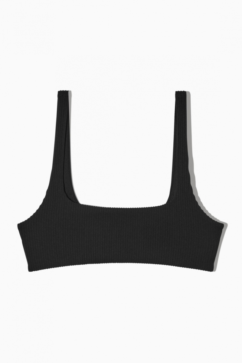 Dámské Plavky COS Square-Neck Žebrovaný Bikiny Černé | VWAP-24308