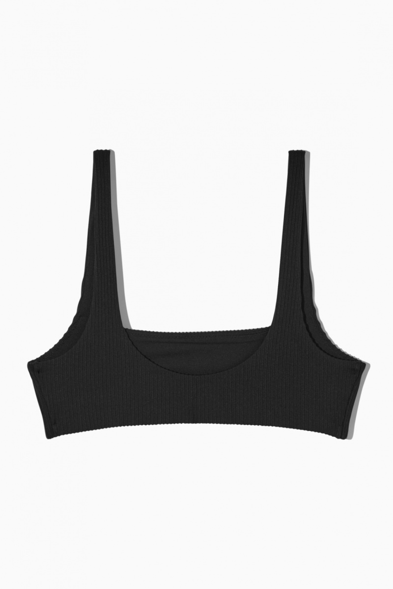 Dámské Plavky COS Square-Neck Žebrovaný Bikiny Černé | VWAP-24308