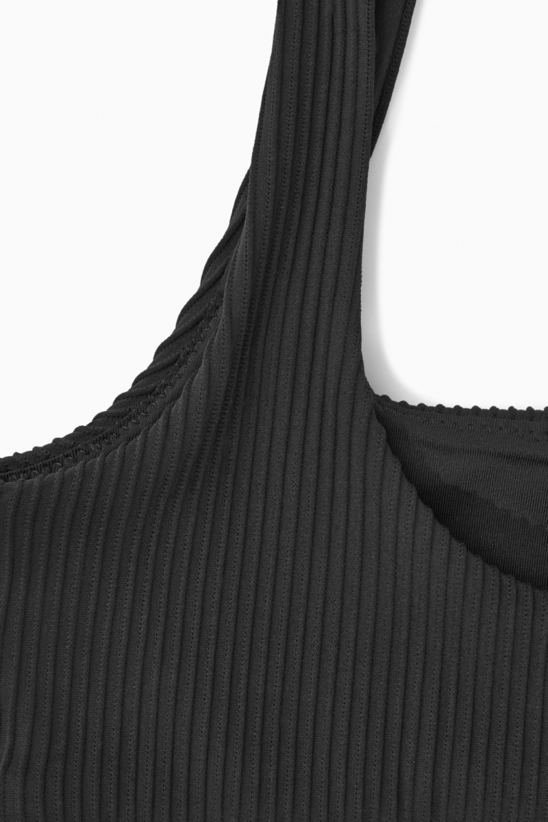 Dámské Plavky COS Square-Neck Žebrovaný Bikiny Černé | VWAP-24308