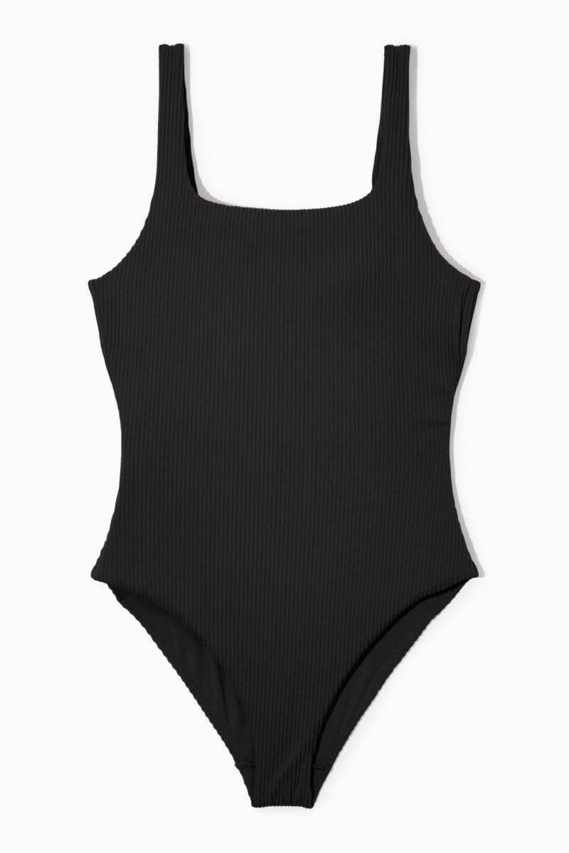 Dámské Plavky COS Square-Neck Žebrovaný Černé | EYBQ-21076