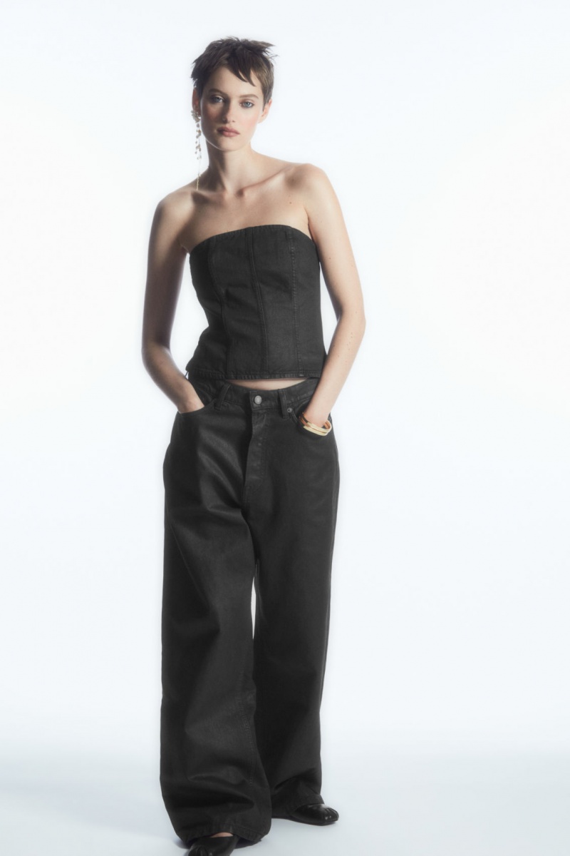 Dámské Podprsenky COS Coated-Denim Bustier Černé | LCVE-06329