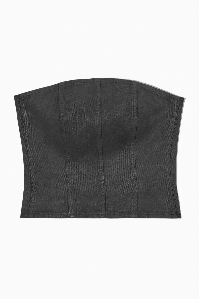Dámské Podprsenky COS Coated-Denim Bustier Černé | LCVE-06329