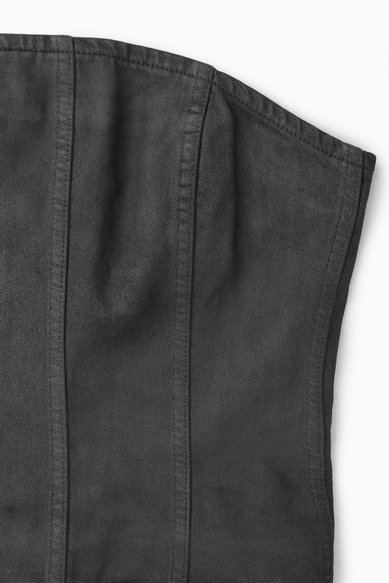 Dámské Podprsenky COS Coated-Denim Bustier Černé | LCVE-06329