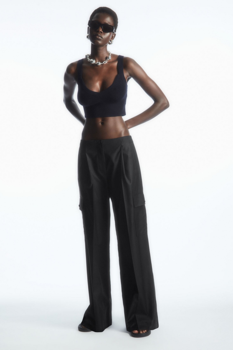 Dámské Podprsenky COS Pletené V-Neck Bralette Tmavě Blankyt | TEHI-14568