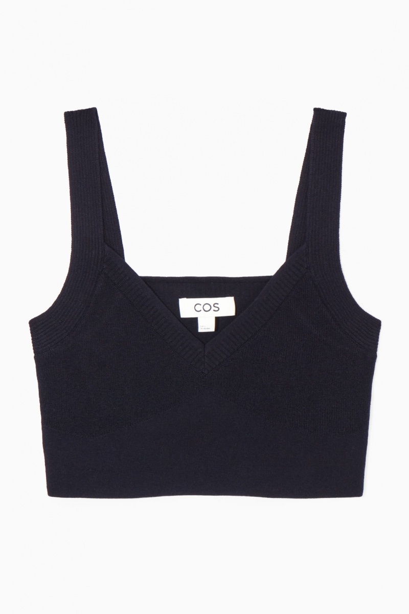 Dámské Podprsenky COS Pletené V-Neck Bralette Tmavě Blankyt | TEHI-14568