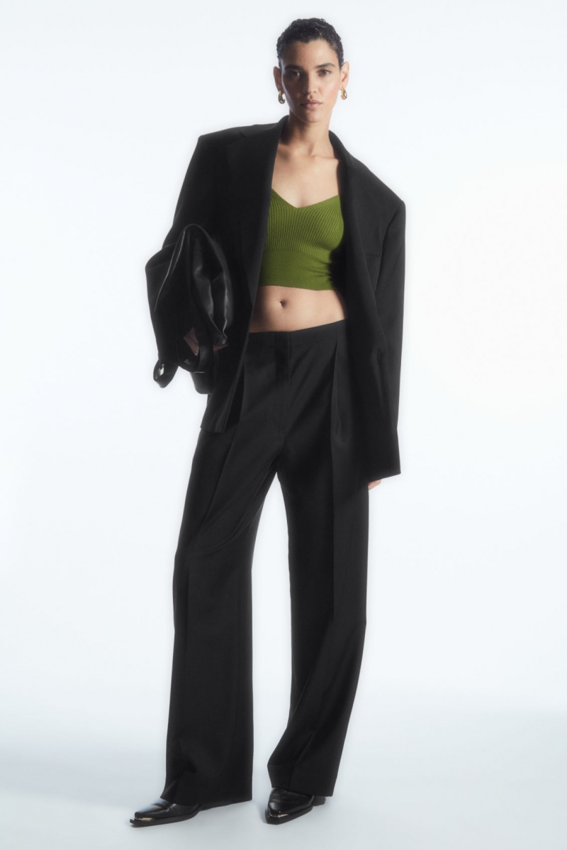 Dámské Podprsenky COS Žebrovaný-Knit Merino Vlna Bralette Tmavě Zelene | WVQD-82654
