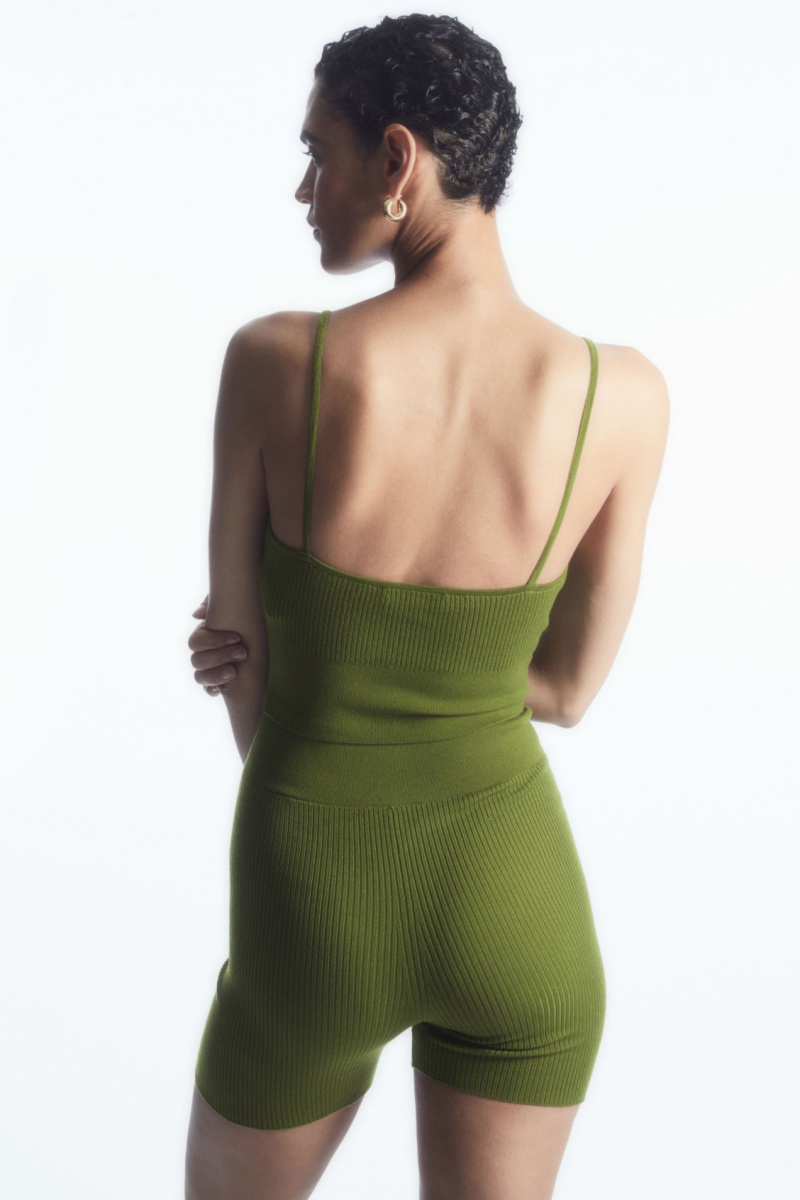 Dámské Podprsenky COS Žebrovaný-Knit Merino Vlna Bralette Tmavě Zelene | WVQD-82654