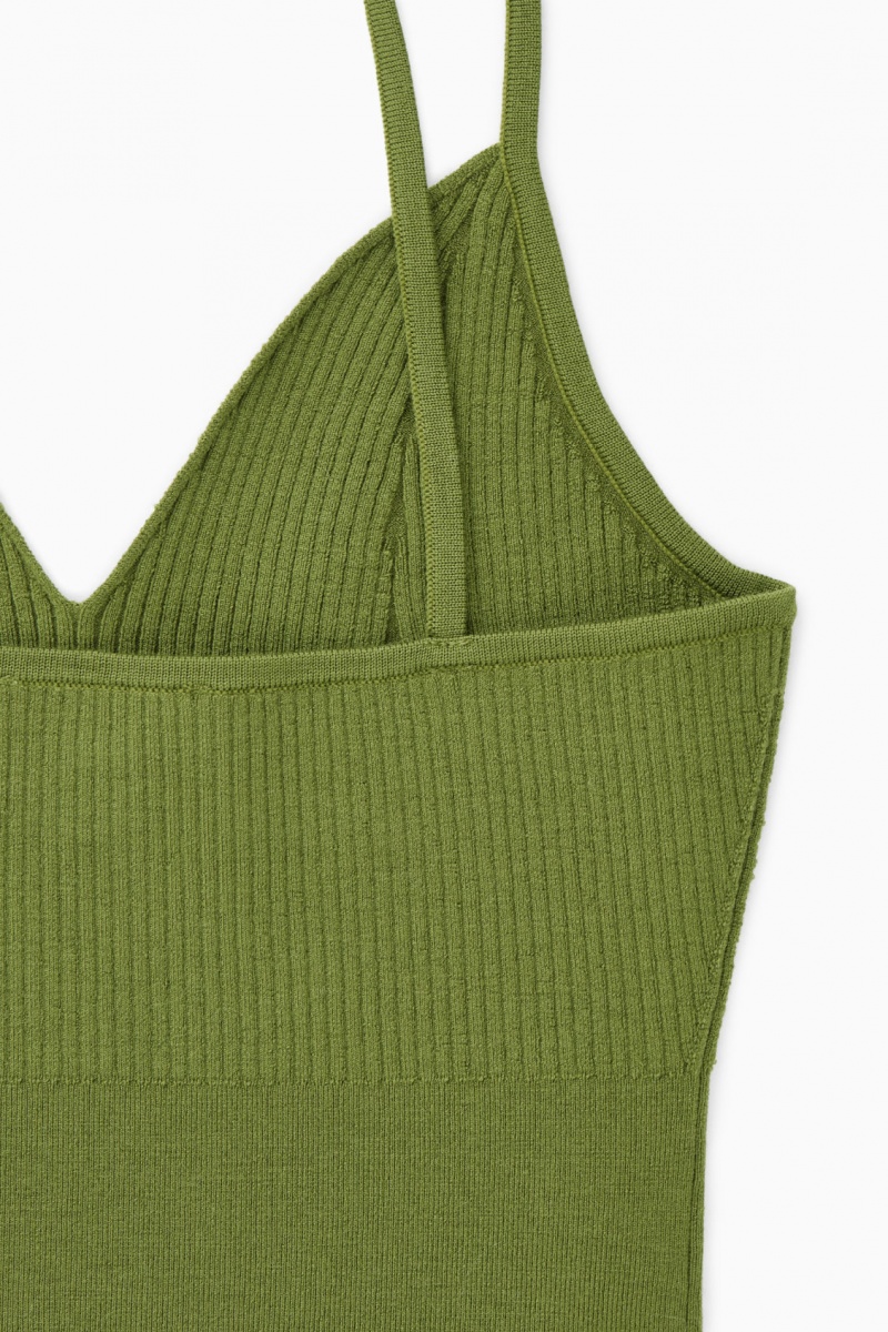 Dámské Podprsenky COS Žebrovaný-Knit Merino Vlna Bralette Tmavě Zelene | WVQD-82654
