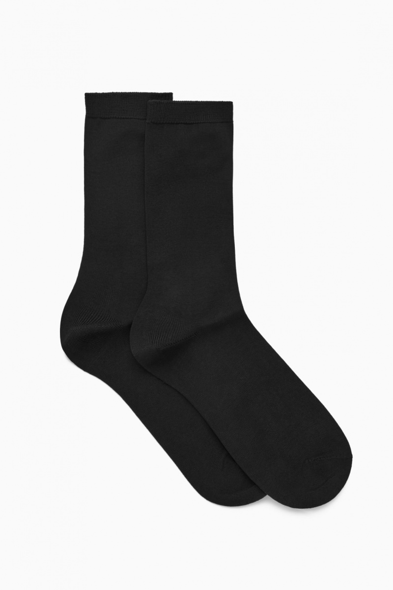 Dámské Ponožky COS 2-Pack Mercerized Bavlněné Černé | SPVR-59216