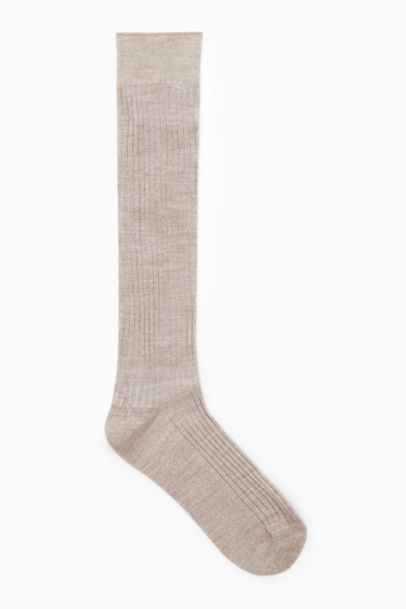 Dámské Ponožky COS Vlna Knee-High Béžový | QMUD-91053